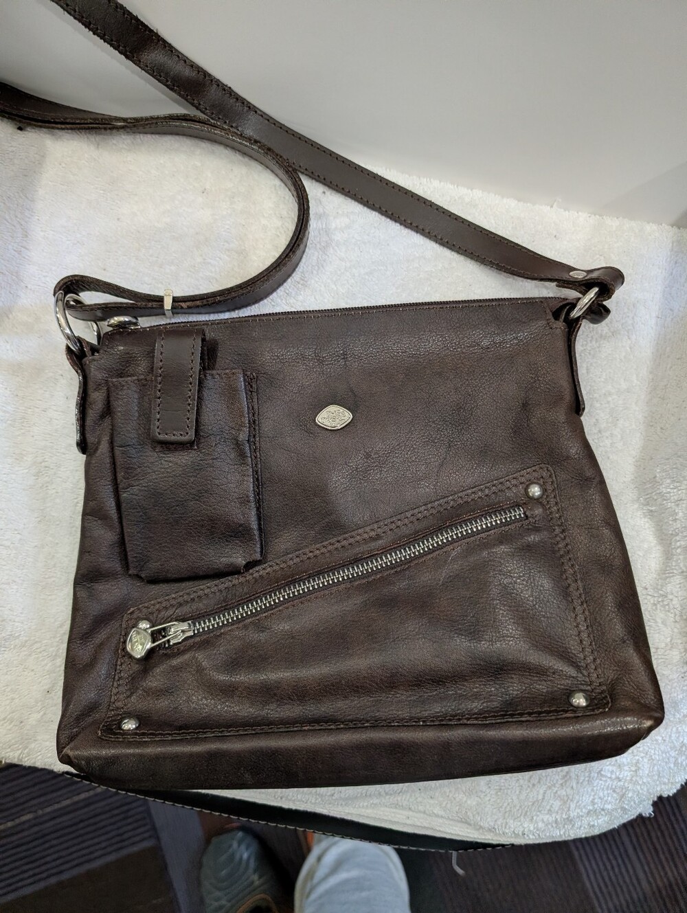 "The Trend" Italian Made Dark Brown Leather Crossbody Bag